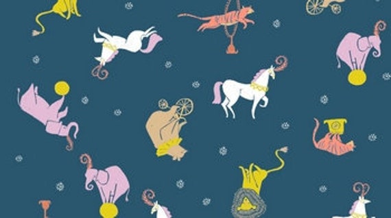 Carnival Animals Moonlight Fabric | Etsy