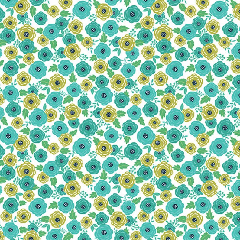 Sew Bloom Rosy Posey Teal/White image 1