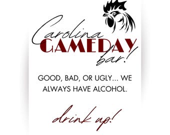 Placa de bar para o dia do jogo na Carolina do Sul: decoração para porta traseira de Gamecock (download digital personalizável)