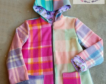 Child Franken-Coat, unique upcycled vintage blanket coat