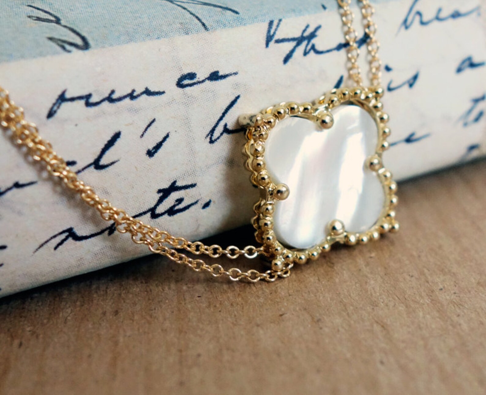 Mother Of Pearl Clover Necklace / Gold Clover Necklace / Four | Etsy