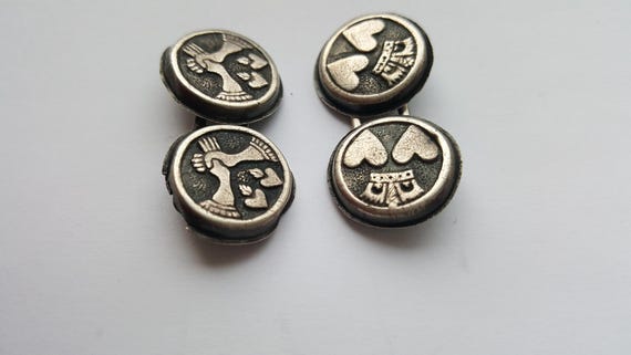 Antique POST MEDIEVAL solid silver pair of King C… - image 3