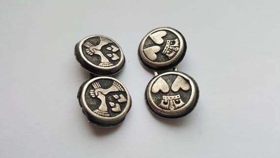 Antique POST MEDIEVAL solid silver pair of King C… - image 1