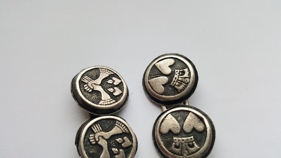 Antique POST MEDIEVAL solid silver pair of King C… - image 2