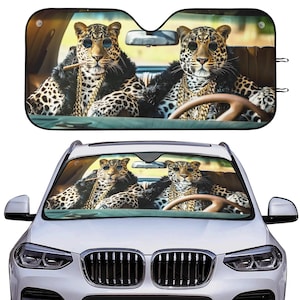 Cheetah Print Car Sunshade - Stylish Auto Accessories, Car Sunshade