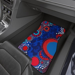 Abstract blue Car Mats (2x Front), rear set of 2 car mats
