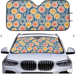 Acessório exclusivo para carro: capa floral abstrata para encosto de cabeça em cores vibrantes, guarda-sol para carro