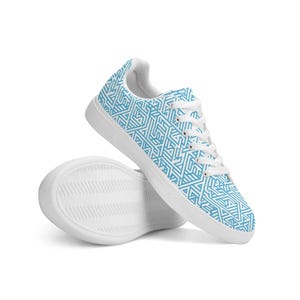 Chaussures en toile abstraites bleu clair - Baskets élégantes pour femmes, chaussures en toile légères et basses pour adultes