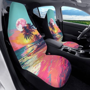 Beach Car Decor with Palm Trees Front Seat Cover - Summer Ready, Front Car Seat Covers