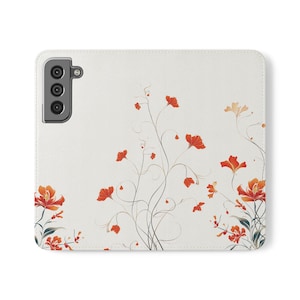 Étui de téléphone à rabat floral simple, étui de téléphone portefeuille élégant pour Samsung et iPhone 16, 15, 14, 13