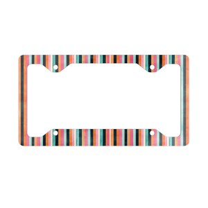 Striped License Plate Frame, Car Accessory, Vehicle Decoration, Colorful Plate Holder, Fun Car Gift, Rainbow Stripes Frame