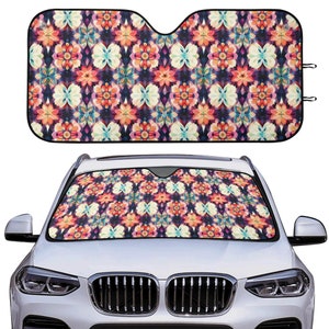 Boho Floral Pattern Car Sunshade -  Car Accessory, Car Sunshade