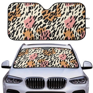 Leopard Print Car Sunshade - Stylish Dots Pattern, Auto Windshield Shade, Car Sunshade