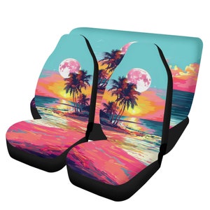 Tropical Paradise Palm Trees Car Front Seat Cover - Beach Vibes, Lightweight Car Seat Cover Set (set of 4)
