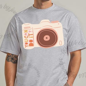 You Can Do It Camera Tee, Unisex Heavy Cotton T-Shirt for Photographers, Gift for Creatives, Casual Everyday Wear, Art Lover Shirt