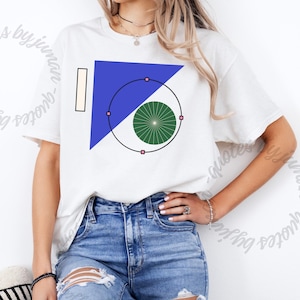 Camiseta com arte abstrata: camiseta gráfica geométrica moderna