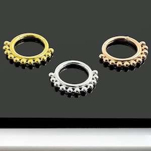 Silver Segment Clicker Ring Orbital Balls - 16G Septum Piercing - 925 Sterling Silver/Gold-Plated - 8mm/10mm Diameter - Daith Clicker Ring