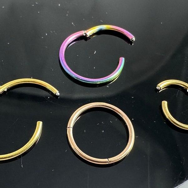 G23 Grade Titanium Classic Segment Clicker Ring - 20G (0.8mm) - Available in Titanium, Gold, Rose Gold Black PVD and Rainbow Anodized Finish