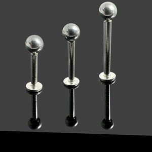 925 Sterling Silver Vertical Labret Stud Internally Threaded Bar Lip Piercing 16G (1.2mm) - Silver/Gold-Plated Lip Barbell Basic Minimalist