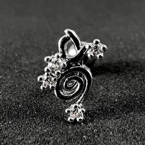 Spiral Floral Micro CZ Tragus, Helix & Cartilage Stud | 316L Surgical Steel | 16G (1.2mm) | Elegant Piercing Jewellery | Gift For Her