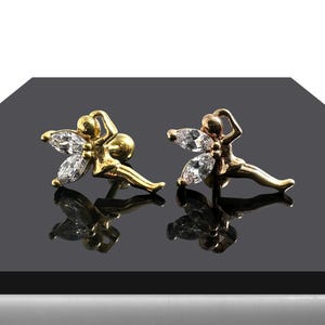 CZ Jewelled Angel Tragus, Helix & Cartilage Stud | 316L Surgical Steel | 16G (1.2mm) | Steel, Gold PVD and Rose Gold PVD | Gift for Girls