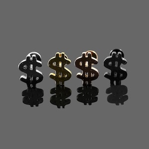 Dollar Sign Threadless Push-Fit Flat Back Tragus, Helix & Cartilage Stud | G23 Grade Titanium | Available in Multiple Sizes and Colours