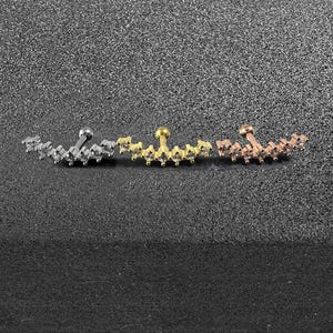 CZ ジュエル パヴェ トラガス、ヘリックス、軟骨スタッド | 316L サージカル スチール | 16G (1.2 mm) | バー長さ 6 mm | スチール、ゴールド PVD、ローズ ゴールド PVD