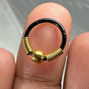 BCR スタイル ヒンジ セグメント リング スプリング付き 316L サージカル スチール - 18G(1.0 mm) - 直径 8 mm/10 mm - スチール/ゴールド/ローズ ゴールド/ブラック アルマイト セプタム