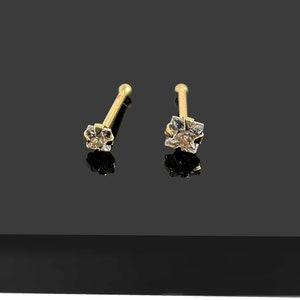 14K White Gold Nose Bone Stud with CZ Stone - 22G/0.6mm Thin Dainty CZ Nose Pin - Luxury Solid Gold Nose Piercing - Hypoallergenic Jewelry