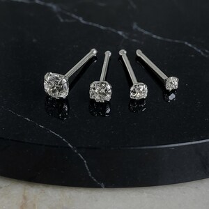 9K Weißgold Nasenknochen Ohrstecker - Minimalistischer handgefertigter Nasenschmuck, 22 Gauge Ball End Piercing Bild 6