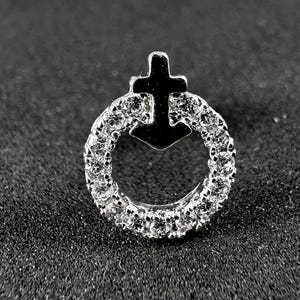 CZ Jewelled Round with Anchor Tragus, Helix & Cartilage Stud | 316L Surgical Steel | 16G (1.2mm) | Elegant Piercing Jewellery | Gift For Her