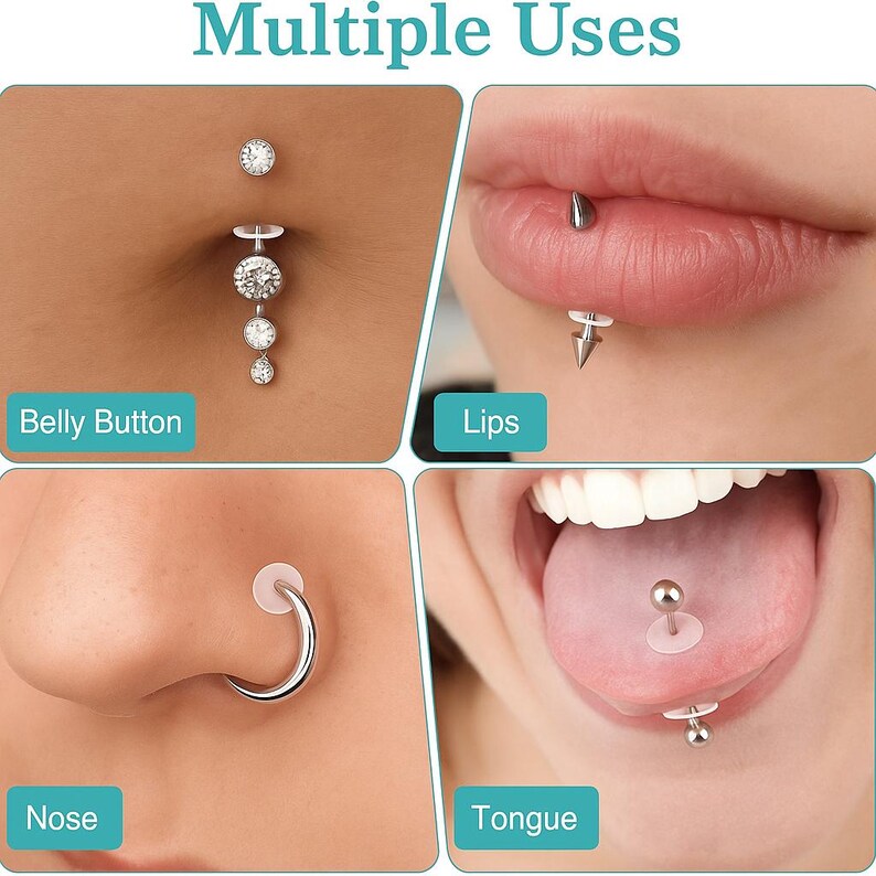 Discos de cicatrización para piercings esterilizados con óxido de etileno (EO) / TPE suave y transparente de grado médico / 3 mm, 5 mm, 6 mm / Estériles con óxido de etileno / Silicona suave y transparente imagen 8