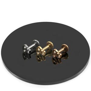 G23 Grade Titanium Skull Cartilage Stud – Available in 16G(1.2mm) -Titanium, Gold PVD and Rose Gold PVD - 6mm Bar Length