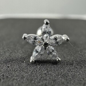Marquise CZ Jewelled Flower Tragus, Helix & Cartilage Stud | 316L Surgical Steel | 16G (1.2mm) | Elegant Piercing Jewellery | Gift For Her