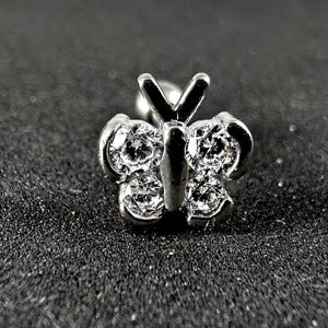 CZ Jewelled Butterfly Tragus, Helix & Cartilage Stud | 316L Surgical Steel | 16G (1.2mm) | Elegant Piercing Jewellery | Gift For Her