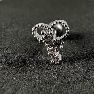 CZ Jewelled Stylish Heart Tragus, Helix & Cartilage Stud | 316L Surgical Steel | 16G (1.2mm) | Elegant Piercing Jewellery | Gift For Her