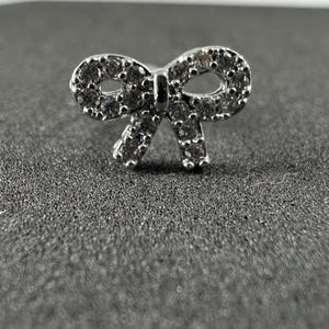 Clear CZ Jewelled Bow Tragus, Helix & Cartilage Stud | 316L Surgical Steel | 16G (1.2mm) | Minimalist Piercing | Gift For Her