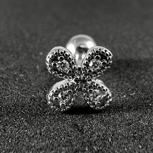 Micro CZ Jewelled Flower Tragus, Helix & Cartilage Stud | 316L Surgical Steel | 16G (1.2mm) | Elegant Piercing Jewellery | Gift For Her