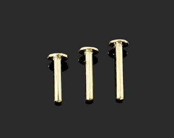 14 kt massief gouden labret-staafje met inwendig schroefdraad, platte achterkant - 16 G (1,2 mm) piercing labret - 6 mm, 7 mm, 8 mm - standaard stekernagels/rug