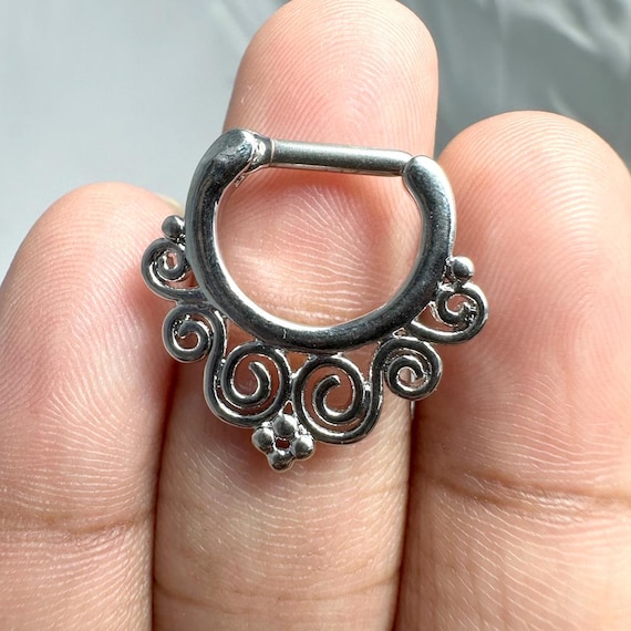 316L Surgical Steel Vintage Filigree Septum Clicker Nose Ring