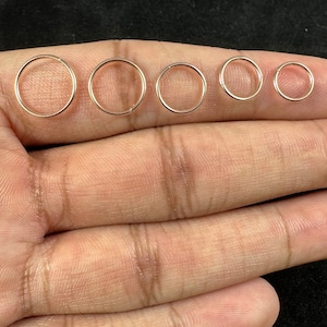 9K and 14K  Gold Handmade Seamless Nose Ring - Elegant Yellow, White, or Rose Gold Options - 20G (0.8 mm) - Sold as a single unit