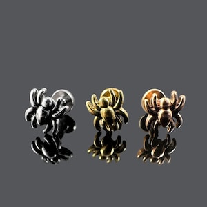 316L Surgical Steel Spider Cartilage Stud – Available in 16G(1.2mm) - Steel, Gold PVD and Rose Gold PVD - 6mm Bar Length