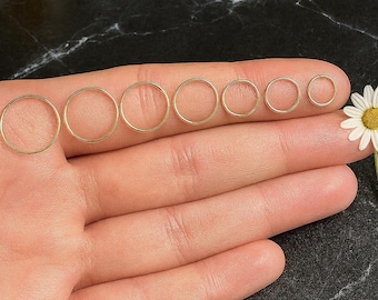 9K/14K Gold Ring Hoop for Nose and Ear Piercing 22G Solid Gold - Handmade Seamless Ring Gift for Women Yellow/White/Rose Gold