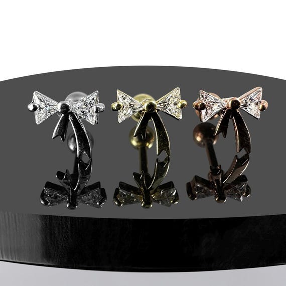 Orecchini a bottone con fiocco in oro massiccio 14k: elegante design a nastro - Italia