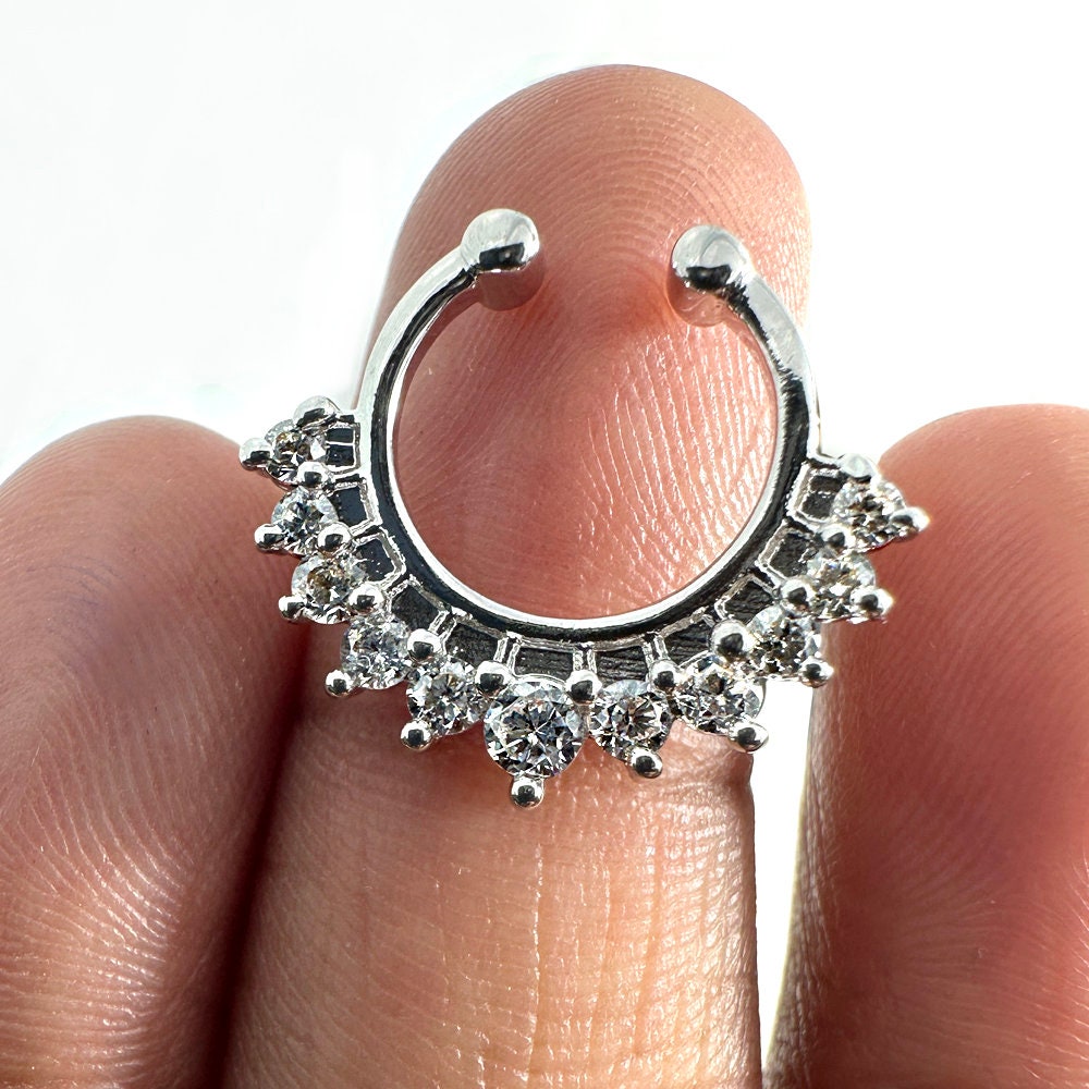 2 Pezzi/set Anello Falso Di Cerchio Di Naso Di Setto Dell'acciaio - Foto 3