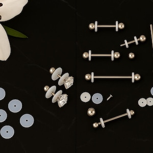 Discos de cicatrización para piercings esterilizados con óxido de etileno (EO) / TPE suave y transparente de grado médico / 3 mm, 5 mm, 6 mm / Estériles con óxido de etileno / Silicona suave y transparente imagen 2