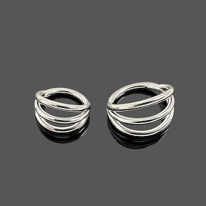 16G Titanium Triple Hoop Segment Clicker Ring/Stacked Septum Clicker/Layered Helix Earring/Hinged Septum Hoop/Segment Conch/Daith Clicker