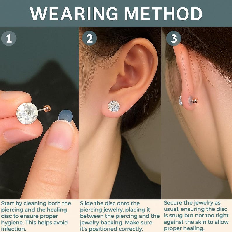 Discos de cicatrización para piercings esterilizados con óxido de etileno (EO) / TPE suave y transparente de grado médico / 3 mm, 5 mm, 6 mm / Estériles con óxido de etileno / Silicona suave y transparente imagen 7