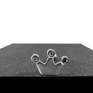 CZ Jewelled Simple Crown Tragus, Helix & Cartilage Stud | 316L Surgical Steel | 16G (1.2mm) | Gift For Her