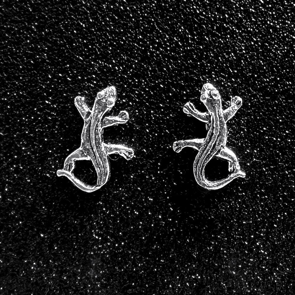 Laimons Orecchini a pressione gioielli da donna Lucertola Salamandra finitura lucida Argento Sterling 925